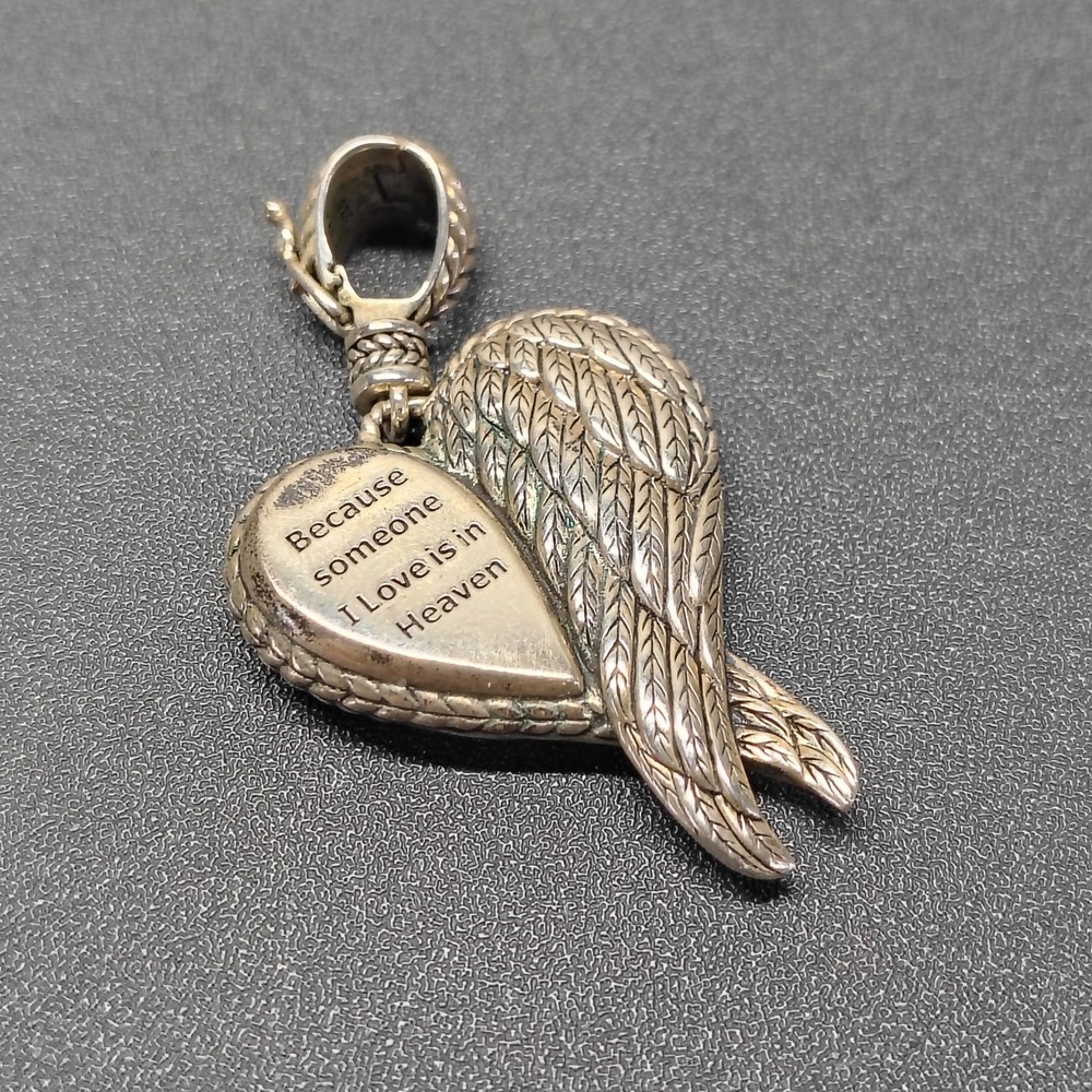 JAI Heart Pendant Womens OS Silver Angel Wing Heaven Memorial Sterling 925